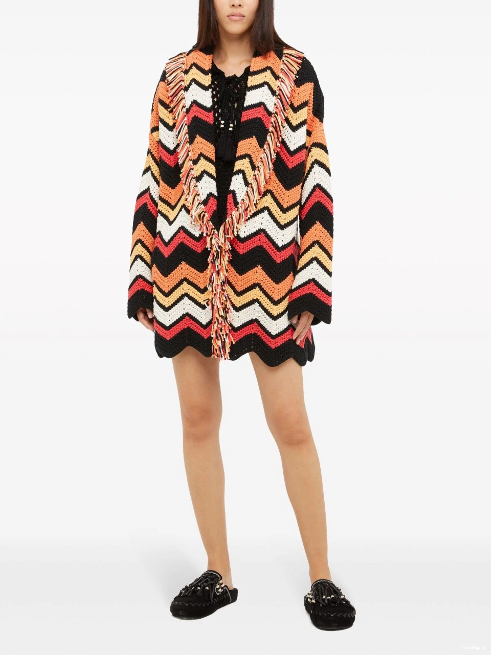 Affordable Women knit Kaleidoscopic Alanui chevron cardigan 0720